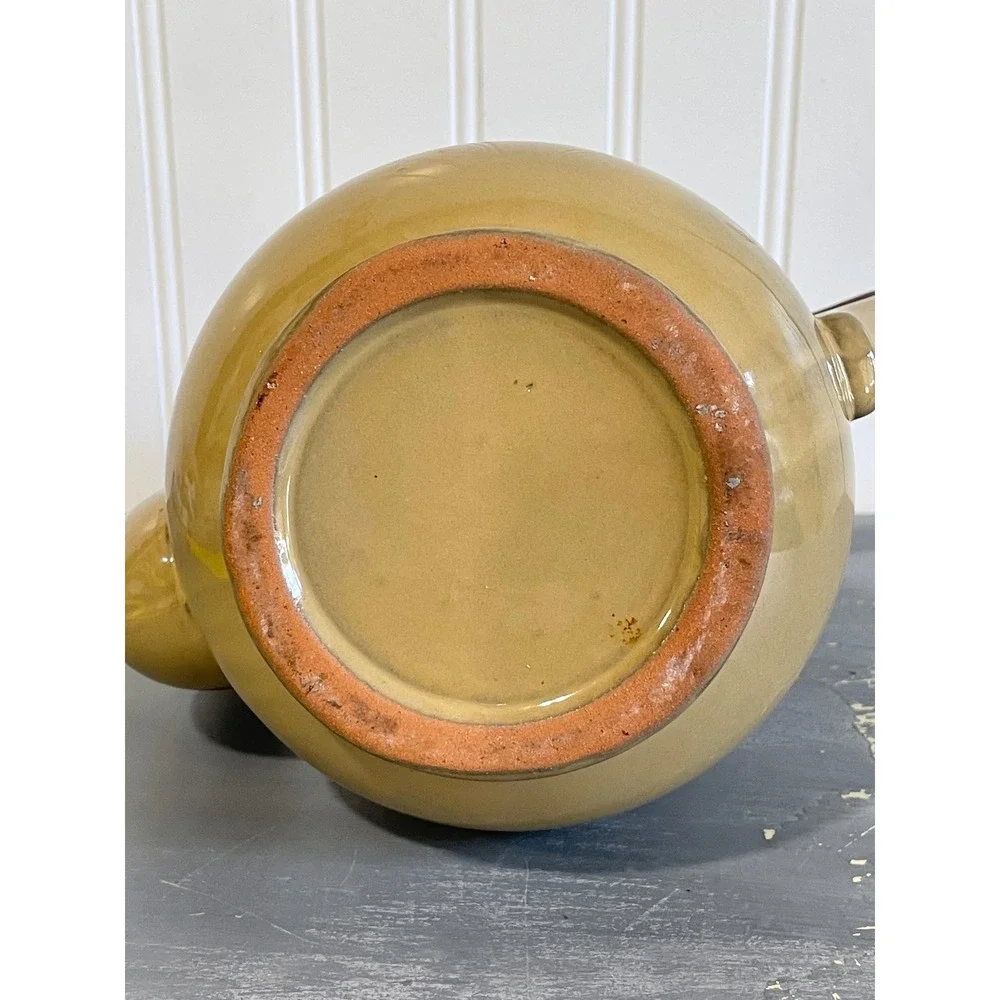 Vintage Two Tone Brown Tan Ceramic‎ Teapot Coffee Server Stoneware with Lid 9in